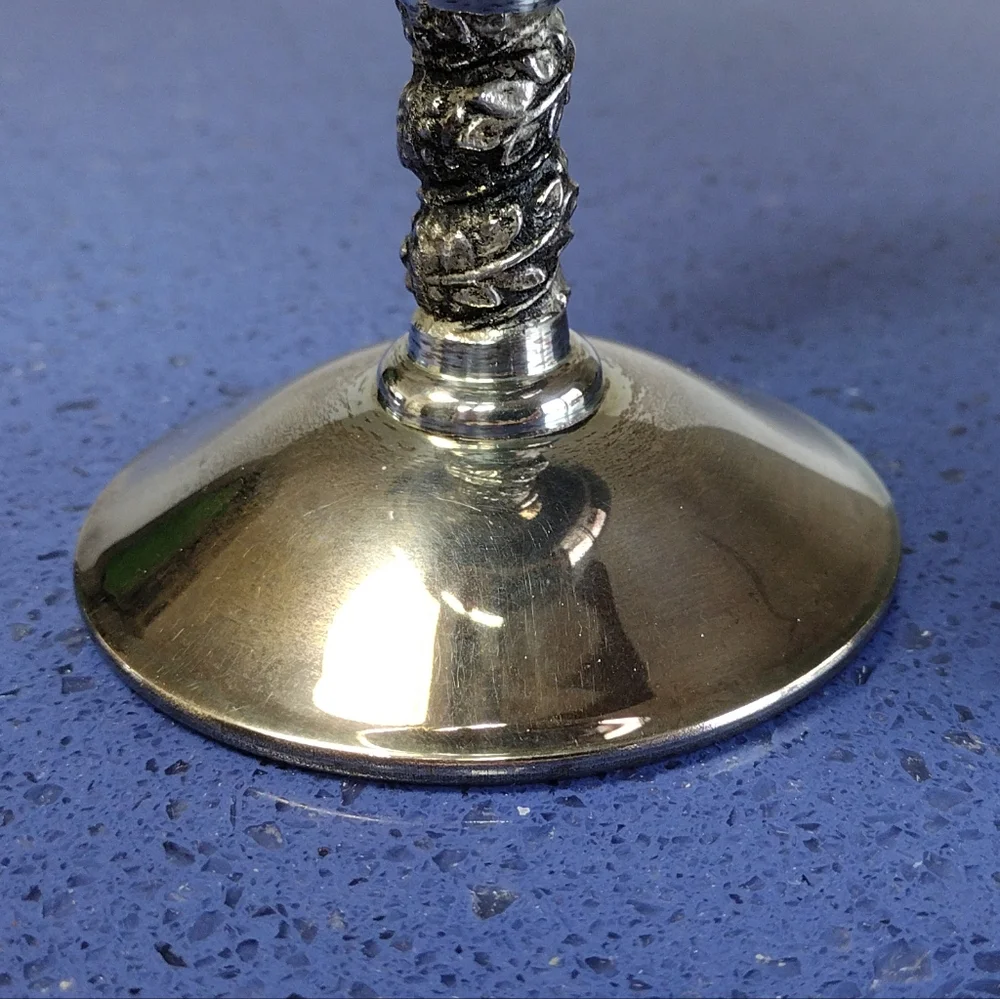 *Silver-Plated Ornate Stem Wine Champagne Goblet 5oz. Spain